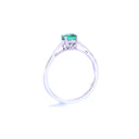 Cutie Pie Solitaire Emerald Four Claw White Gold Ring