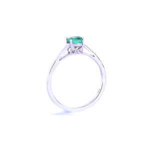 Cutie Pie Solitaire Emerald Four Claw White Gold Ring