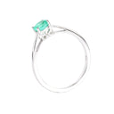 Cutie Pie Solitaire Emerald Four Claw White Gold Ring