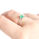 Cutie Pie Solitaire Emerald Four Claw White Gold Ring