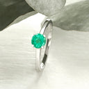 Cutie Pie Solitaire Emerald Four Claw White Gold Ring