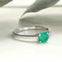 Cutie Pie Solitaire Emerald Four Claw White Gold Ring