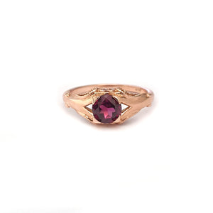 Decorative Filigree and Milgrain Grape Garnet Rose Gold Ring