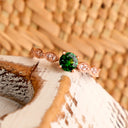 Delectable Double Diamond Filigree Crimped Band Round Cut Tsavorite Rose Gold Ring