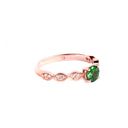Delectable Double Diamond Filigree Crimped Band Round Cut Tsavorite Rose Gold Ring
