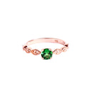 Delectable Double Diamond Filigree Crimped Band Round Cut Tsavorite Rose Gold Ring