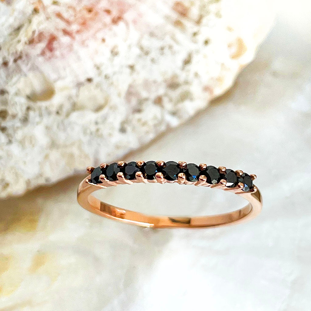 Black Diamond Rose Gold Stacking Ring