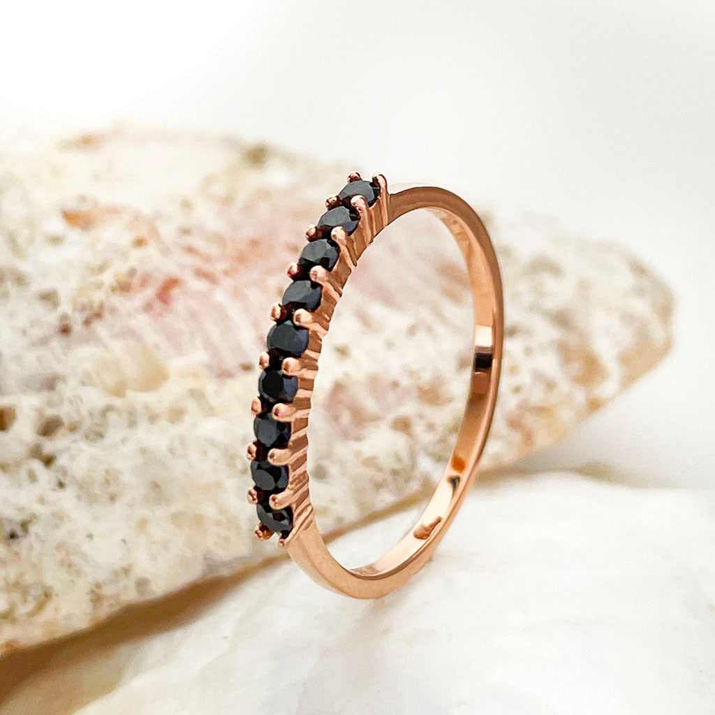 Black Diamond Rose Gold Stacking Ring