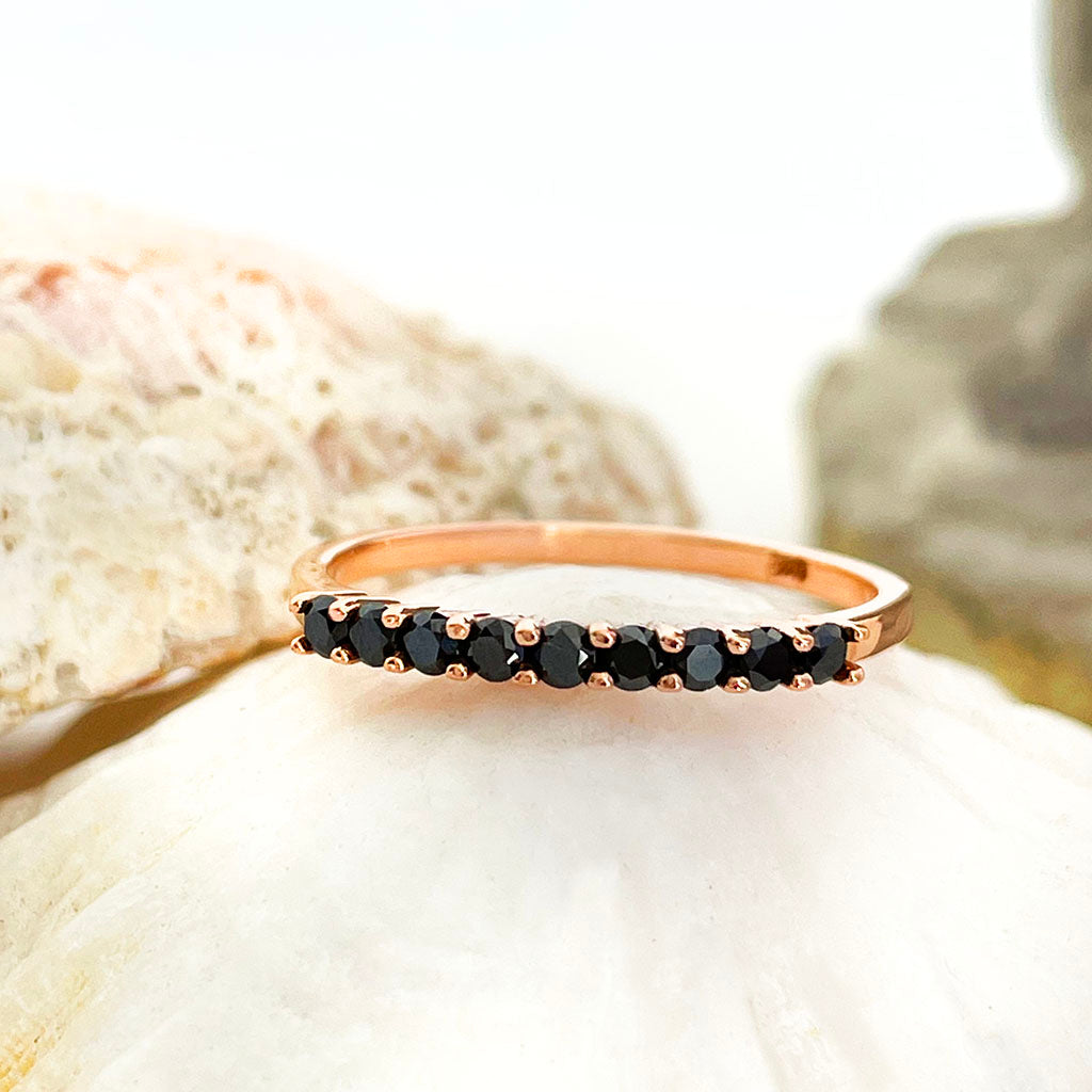 Black Diamond Rose Gold Stacking Ring