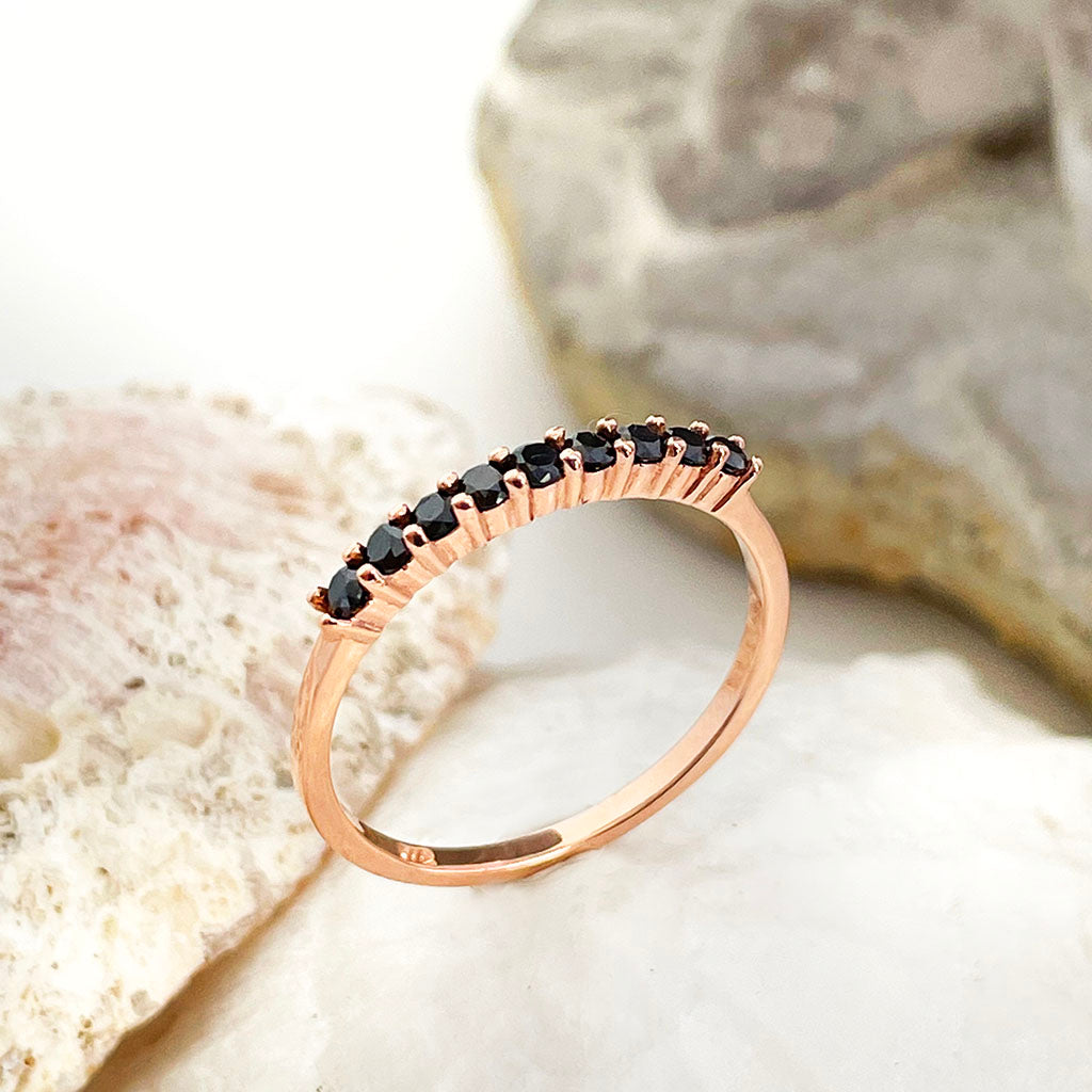 Black Diamond Rose Gold Stacking Ring
