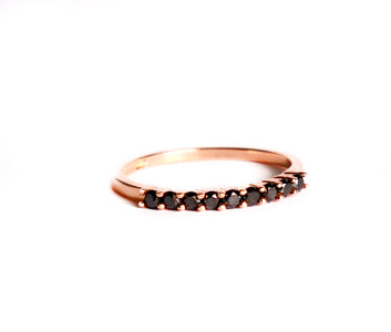 Delicate Black Diamond Rose Gold Stacking Ring