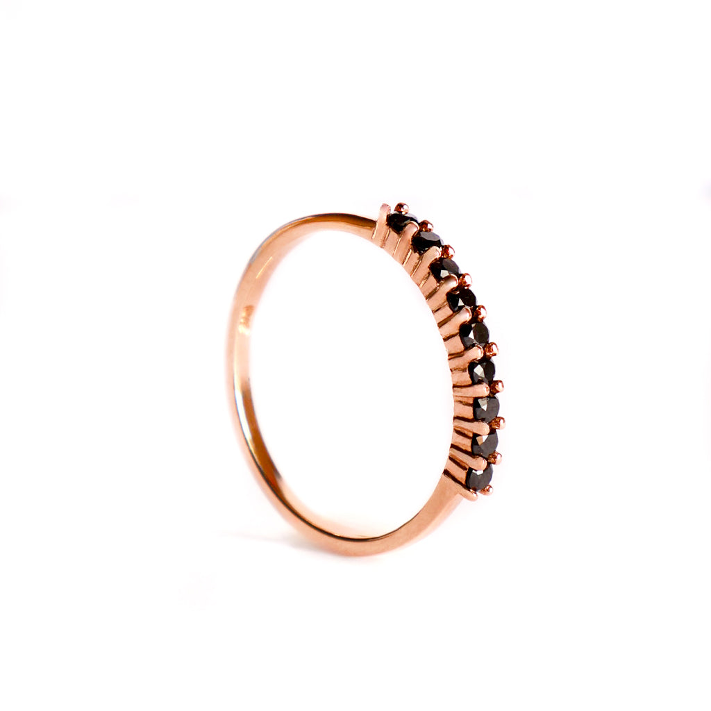 Delicate Black Diamond Rose Gold Stacking Ring