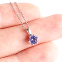 Delicate Petite Round Cut Tanzanite Six Claw Pendant