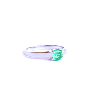 Elevated Caressing Gallery Emerald White Gold Ring