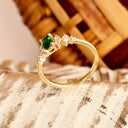 Delicately Cascading Diamond Band Tsavorite Yellow Gold Ring