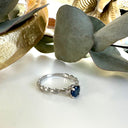 Delicately Crimped Band Sapphire White Gold Ring