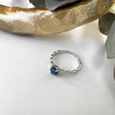 Delicately Crimped Band Sapphire White Gold Ring