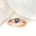 Rose Gold Black Diamond and white diamond ring