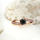 Rose Gold Black Diamond and white diamond ring