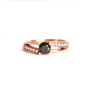 Delicious Black and White Diamond Open Band Twisted Rose Gold Ring