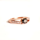 Delicious Black and White Diamond Open Band Twisted Rose Gold Ring