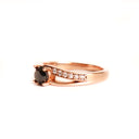 Delicious Black and White Diamond Open Band Twisted Rose Gold Ring