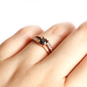 Delicious Black and White Diamond Open Band Twisted Rose Gold Ring