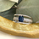 Blue Sapphire and Diamond white gold ring