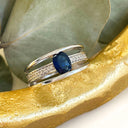 Blue Sapphire and Diamond white gold ring