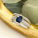 Blue Sapphire and Diamond white gold ring