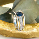 Blue Sapphire and Diamond white gold ring