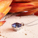 Delightful Round Cut Tanzanite Filigree Basket White Gold Pendant
