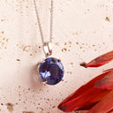 Delightful Round Cut Tanzanite Filigree Basket White Gold Pendant