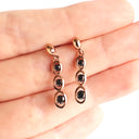Delightfully Playful Black Diamond Rose Gold Drop Earrings