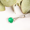 Diamond Crown Oval Emerald Split White Gold Bale Pendant