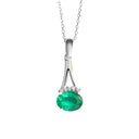 Diamond Crown Oval Emerald Split White Gold Bale Pendant