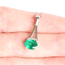 Diamond Crown Oval Emerald Split White Gold Bale Pendant
