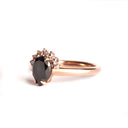 Diamond Crowned Pear Cut Black Diamond Ring