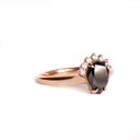 Diamond Crowned Pear Cut Black Diamond Ring