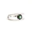 Diamond Encrusted Split Band Green Tourmaline Ring