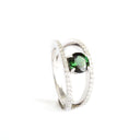 Diamond Encrusted Split Band Green Tourmaline Ring