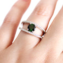 Diamond Encrusted Split Band Green Tourmaline Ring