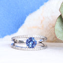 Sapphire and diamond white gold ring