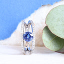 Sapphire and diamond white gold ring
