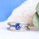 Sapphire and diamond white gold ring