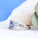 Sapphire and diamond white gold ring