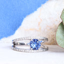 Sapphire and diamond white gold ring