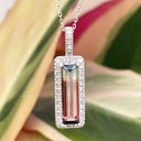 Watermelon Tourmaline and diamond pendant