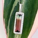 Watermelon Tourmaline and diamond pendant
