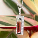 Watermelon Tourmaline and diamond pendant